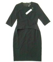 NWT Black Halo Emma Sheath in Black Belted Super Loft Woven Dress 4 $375