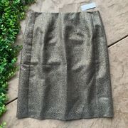 New York & Company Metallic Leopard Print Pencil Skirt Gold Silver Shimmer Sz 6