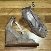 Jeffrey Campbell Suede Peep-Toe Ankle Strap Wedge Sandals - Size 6