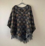 Vintage patchwork lambs wool poncho