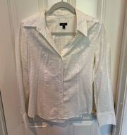 White Textured Button Up