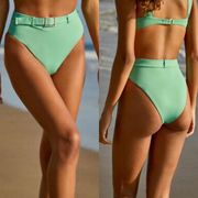 High Waist Bikini Bottom Swim Turquoise Green Mint Small S Resort Cruise Beach