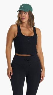 Vuori  Cove Crop Tank Medium Black Ribbed Workout