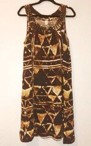 Jones New York Tribal w/ Metal Sleeveless Dress 2X