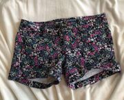 floral print midi shorts women’s 0 pink white black purple