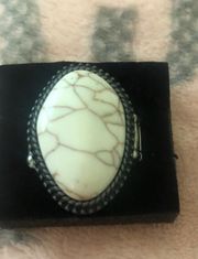 White Crackle Stone Statement Ring