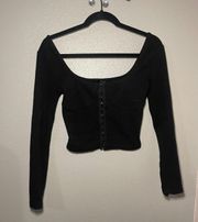 Black Long Sleeve Corset Top