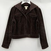 J.Crew Corduroy Bomber Jacket Chocolate Brown Foldover Collar Women’s Size Small