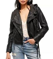 Free People  We The Free Cleo Hooded Vegan Leather
Suede Moto Jacket