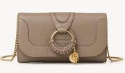 See by Chloe Hana Chain Wallet Grained Goatskin Motty Grey