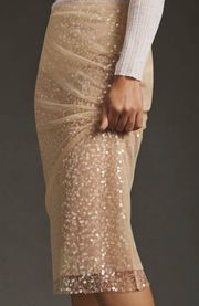 Sunday In Brooklyn Sheer Sequin Midi Skirt, Size L