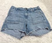 Aerie Adventure Retro Fringe Light Wash Denim Shorts Medium