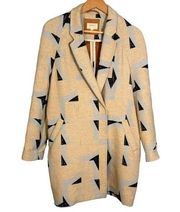 Billy Reid Women’s Cream Neutrals Geometric Print Pea Coat