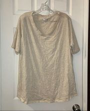 Terra & Sky Cream/Tan V Neck Short Sleeve Tee size 1X