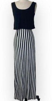 Black white stripe maxi tank dress by Gianni Bini, ladies small stretch knit