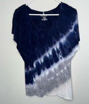 Juicy couture blouse tie dye blue size large stretch soft summer tiered