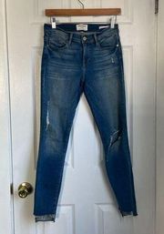 Frame Le Skinny de Jeanne Irvingford Raw Stagger Hem Jeans size 28