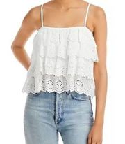 Aqua Tiered Eyelet Top in White Size XL NWT