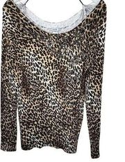 Cache Beaded Animal Print Sweater