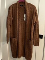 Tahari Luxe Open Front Long Cardigan Duster M NWT