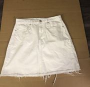 White Frayed Raw Hem Denim Skirt Waist 25