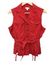 Red Khaki Vest Medium Petite