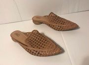 INC pointed toe mules heel tan shoes women size 9.5 M