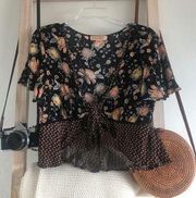 Crop Floral Tie Top