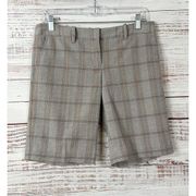 BCBGMaxAzria Women's Plaid Stripe Bermuda Shorts Gray Size 4