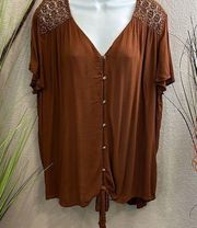 St. John’s Bay short sleeve semi sheer top size large