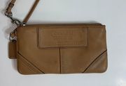 leather wristlet small purse handbag  tan brown Strap