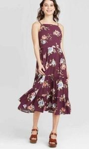 XHILARATION SLEEVELESS FLORAL TIERED DRESS LARGE