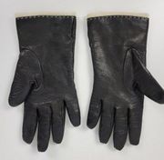 Vtg Ann Taylor Womens Gloves S Black Sheepskin Cashmere Wool Blend Lining Soft