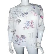 Dynamite floral roll tab sleeve blouse