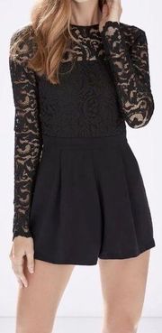 Parker Clancy Lace Open Back Black Playsuit Romper Size XS