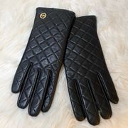 MICHAEL Michael Kors Black Quilted Leather Women’s Gloves Size L