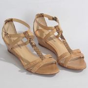 Alexandre Birman Strappy wedge cork Sandals python Beige 6.5