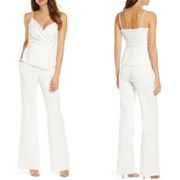 Black Halo Raja Two-Piece Jumpsuit in White Size 10 Surplice Neckling Wide Leg