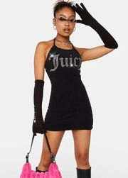 Juicy Couture Freesia Big Bling Terry Halter Dress Black Medium NWT