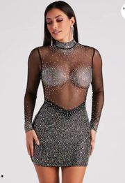 Windsor Tate Rhinestone Mesh Party Dress