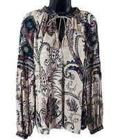 Lucky Brand Women's Border Print Peasant Top