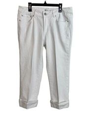 Christopher and Banks White Denim Rolled Cuff Capri Pants Size 8