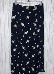 Womens Size M Something Navy Floral Maxi Skirt NWT