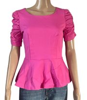 Ruched Sleeve Peplum Top