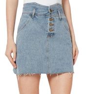 ELLIATT The Slate Denim High Waist Button Fly Jean Mini Skirt in Blue Size Small