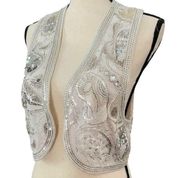 Vintage 1960s Jack Bryan Paisley Sequin Embellished Studded White Wedding Vest