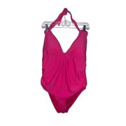 Catherine Malandrino Size XL Halter One piece Swimsuit NWT NEW Hot Pink Bow