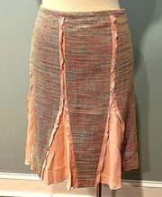 BCBGMaxazria 100% Silk Peach A-line Pencil Skirt Size 4