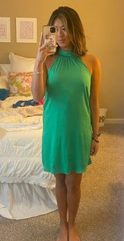 Green High Neck Dress