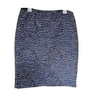 Lafayette 148 New York Classic Pencil Straight Skirt Blue Brown Women's Size 12